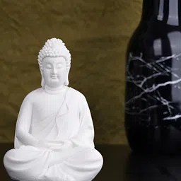Vikarafty White Handcrafted  Buddha Idol Showpiece-47