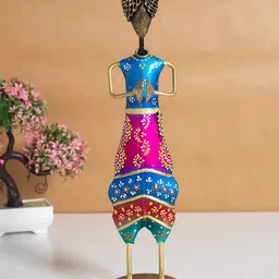 Golden Peacock Blue & Pink Musician Figurine Showpiece-image-53