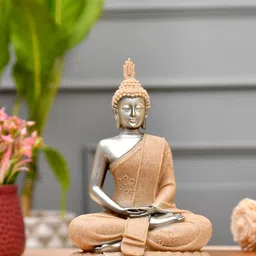 TAYHAA Beige Textured Divine Blessing Buddha Idol Resin Showpiece-picture-7