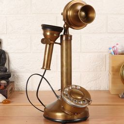 EXIM DECOR Gold-Toned & Black Antique Candle Style Telephone Showpiece-image-7