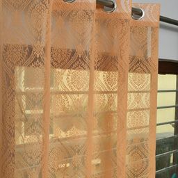 RIDHAAN Brown 2 Pieces Floral Sheer Door Curtains-image-75