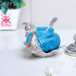Kridaykraft Silver Toned & Blue Metal Medium Showpiece-image-66