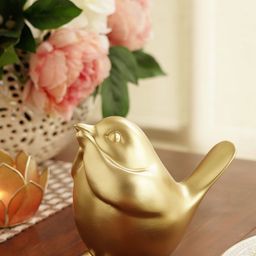 Pure Home and Living Gold Toned Sparrow With Closed Mouth Showpiece-image-34