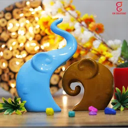 GW CREATIONS Blue 2 Pcs Elephant Showpiece-image-37