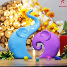 GW CREATIONS Blue 2 Pcs Elephant Showpiece-image-36