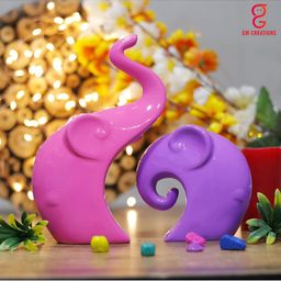 GW CREATIONS Pink 2 Pcs Elephant Showpiece-image-39
