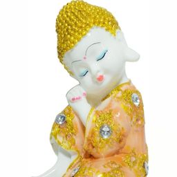 GW CREATIONS Orange & White Buddha Idol Showpiece-image-11