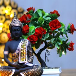 GW CREATIONS Black Buddha Showpiece-image-75
