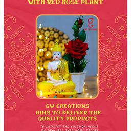 GW CREATIONS Yellow & Red 2 Pieces Buddha Figurine Showpiece-image-93
