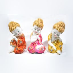 GW CREATIONS Yellow Figurine Buddha Showpiece-image-30