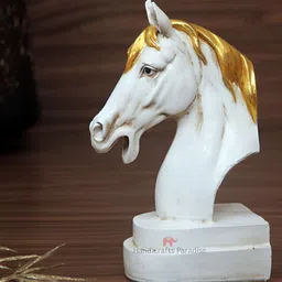 HANDICRAFTS PARADISE White & Gold-toned Horse Showpiece-image-18