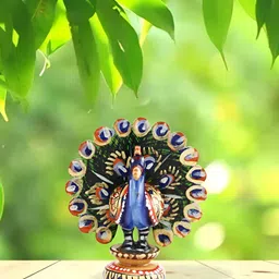 HANDICRAFTS PARADISE Blue Peacock Showpiece-image-45