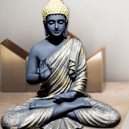 GW CREATIONS Black & Gold-Toned Buddha Figurine Small Showpiece-picture-40