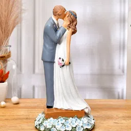 TAYHAA White & Blue Eternal Love Wedding Couple Ceramic Figurine Showpiece-image-5