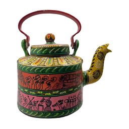 INDIA MEETS INDIA Pink & Red Metal Kettle Curio Showpiece-image-59