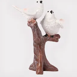 Vikarafty Cream-Coloured & Brown Two Birds Statue Figurine Showpiece image 5