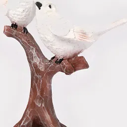 Vikarafty Cream-Coloured & Brown Two Birds Statue Figurine Showpiece image 4