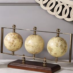 Decor de Maison Gold-Toned Triple Vertical Globe Stand Showpiece-image-25