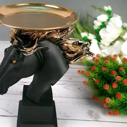apka mart Black & Brown Figurine Horse Statue With Detachable Tray Showpiece-image-67