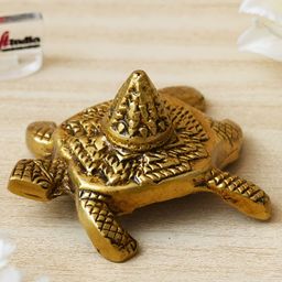 eCraftIndia Gold-Toned Brass Meru Shree Yantra on Tortoise Statue Figurine Showpiece-image-16