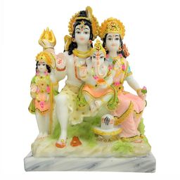 krishnagallery1 Gold Toned & White Shiv Parivar Idol Marble Showpiece-image-73