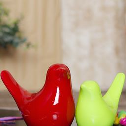 GW CREATIONS Green & Red 2 Pieces Birds and Animals Figurine Showpieces-image-43