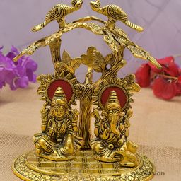 Ascension Gold-Plated & Red  Religious Laxmi Ganesh Tree God Idol Showpiece-22