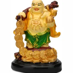 GW CREATIONS Gold-Toned & Green Small Marble Fengshui  Figurine Showpiece-12