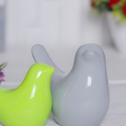 GW CREATIONS Grey & Green 2Pcs Birds And Animals Figurine Small Showpieces-18