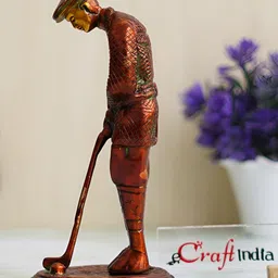 eCraftIndia Brown Brass Gentleman Golfer Taking Shot Figurine Showpiece-image-7