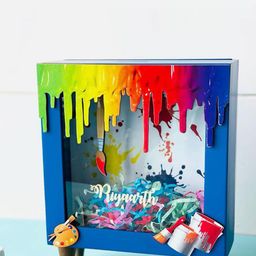 Little Surprise Box LLP Blue & Yellow Splash Printed Art Piggy Showpiece-image-95