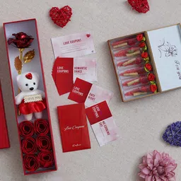 eCraftIndia Red & White 3 Pcs Valentines Gift Set-16