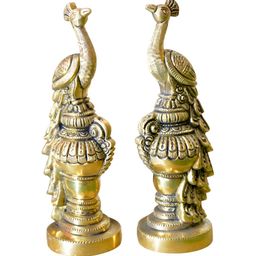 Aakrati Yellow Small Sitting Peacock Figurine Brass Showpiece-3