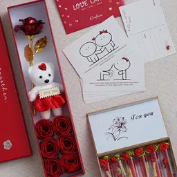 eCraftIndia Red & White 3 Pcs Valentine Gift Set-image-98