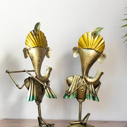 ExclusiveLane Set Of 2 Gold-Toned Twin Ganpatis Showpiece Showpieces-image-14