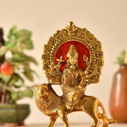 Fashion Bizz Gold-Toned Goddess Durga Idol Showpiece-image-77