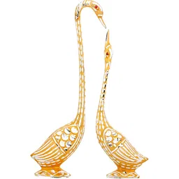 NM Gold-Toned 2 Pieces Kissing Duck Aluminium Showpieces-image-9