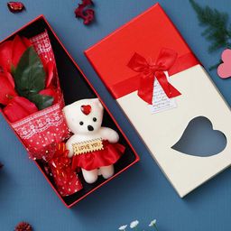 eCraftIndia Red & White 3 Pieces Valentine Gift Set-image-79