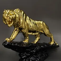 Aura Gold-Plated Birds And Animals Figurine Tiger on Rock Statue Showpiece-image-25