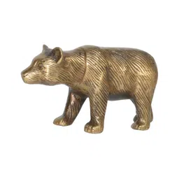 Aakrati Yellow Metal Animal Statue of Bear Brass Figurine Showpiece-image-21