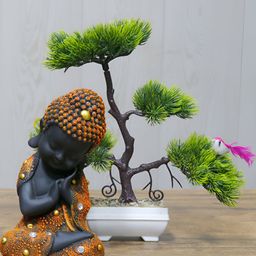 GW CREATIONS Orange & Black Buddha Idol Showpiece-image-78