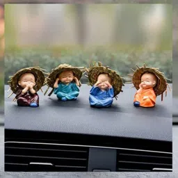 Fashion Bizz 4-Pcs Blue & Orange Coloured Hattbuddha Showpieces-20