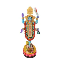 Gifts N Greetings Blue & Gold Toned Textured Maa Kali Idol Large Showpiece-image-38