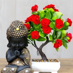 GW CREATIONS Gold-Toned & Black 2 Pieces Buddha Idol Showpiece-picture-22