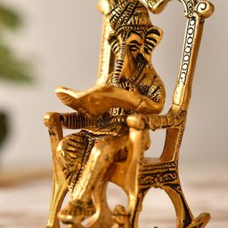 Fashion Bizz Gold-Toned Kursi Ganesh Small Idol Showpiece-image-70