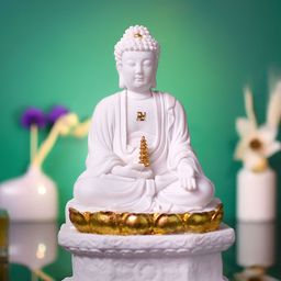 Archies White & Gold-Coloured Meditating Buddha Showpieces-image-27