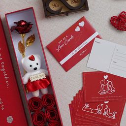 eCraftIndia 3 Pcs Red & White Valentine Gift Set-23