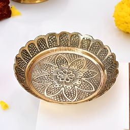 Aura Brass Nakshi Plate For Pooja  Brass Prasadam Vastu Nakshi Bhog Plate-48