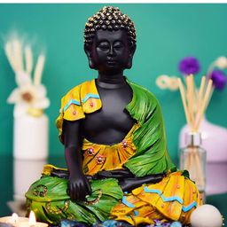 Archies Black & Yellow Meditating Buddha Showpieces-image-60