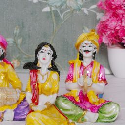 GW CREATIONS White & Yellow 3 Pieces Marble Figurine Showpiece-23